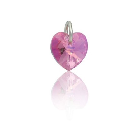 Colgante plata corazón rosa swaroski Reina joyeros