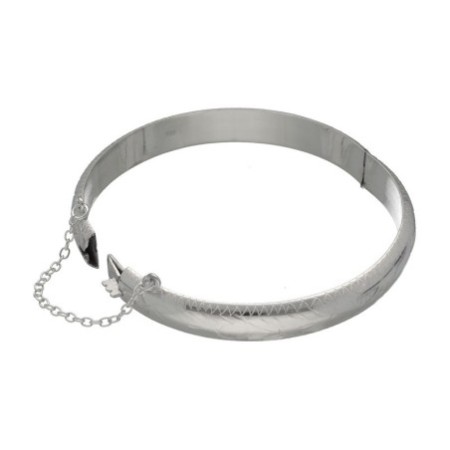 Pulsera aro plata tallada media caña 10 MM Reina joyeros