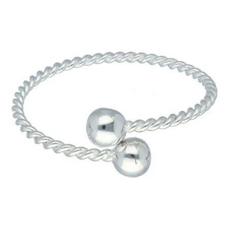 Pulsera aro plata tomiza 2 bolas 12MM Reina joyeros