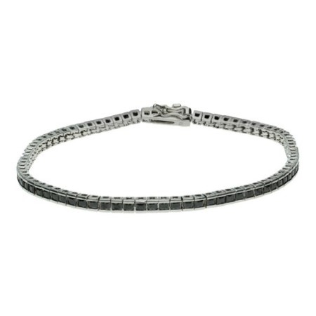 Pulsera plata rodiada circonita negra cuadrada Reina joyeros