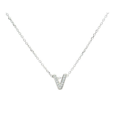 Gargantilla inicial V circonitas plata rodiada