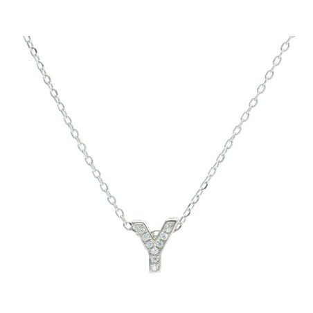 Gargantilla inicial Y circonitas plata rodiada Reina joyeros