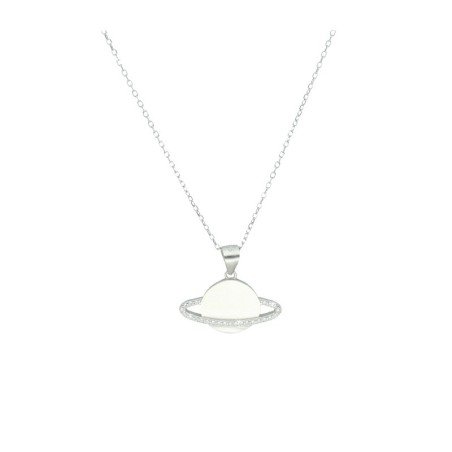 Gargantilla saturno plata rodiada Reina joyeros