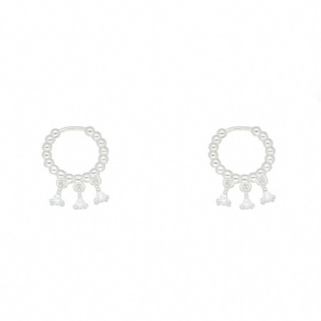 Argollas bolitas con circonitas plata rodiada Reina Joyeros