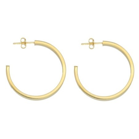 Argollas presión 30 MM plata chapada oro Reina Joyeros