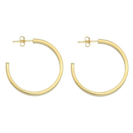 Argollas presión 30 MM plata chapada oro Reina Joyeros