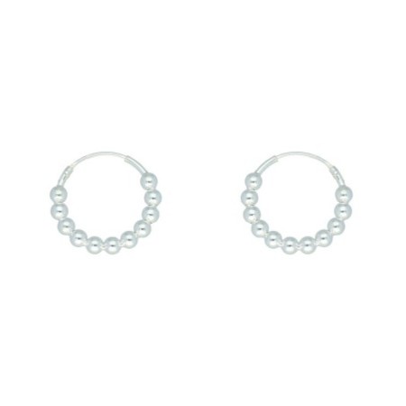Argollas bolitas 13 MM plata de ley