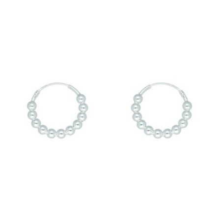 Argollas bolitas 13 MM plata de ley