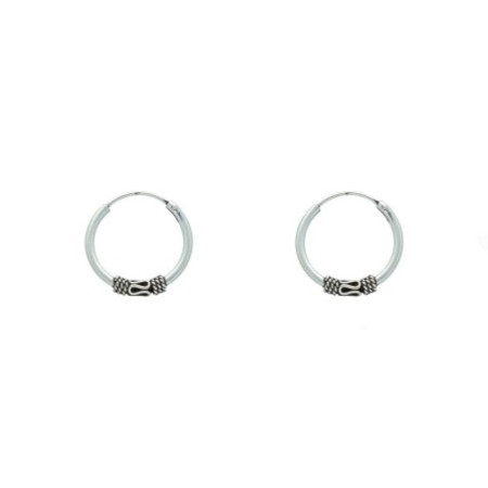 Argollas envejecidas balinesas 15 MM plata de ley