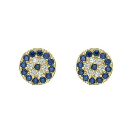 Pendientes presión circonitas plata chapada oro Reina joyeros