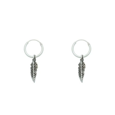 Argollas plumas 9 MM plata de ley Reina joyeros