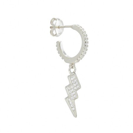 Argollas presión rayo circonitas 9 MM plata rodiada