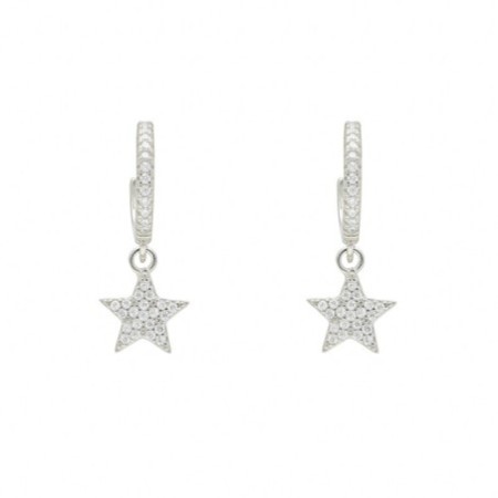 Argollas presión estrella circonitas plata rodiada