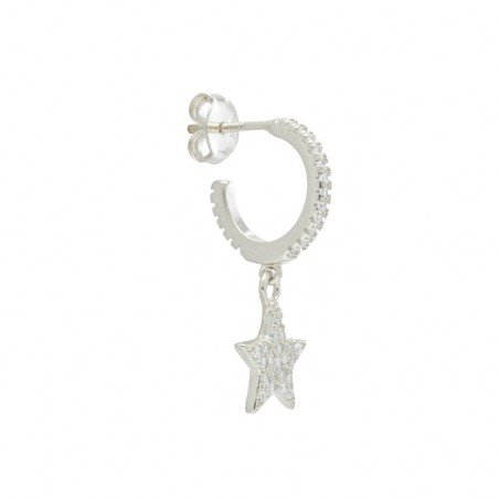 Argollas presión estrella circonitas 9 MM plata rodiada