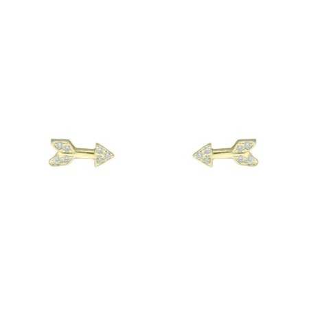 Pendientes presión flecha circonitas plata chapada oro Reina joyeros