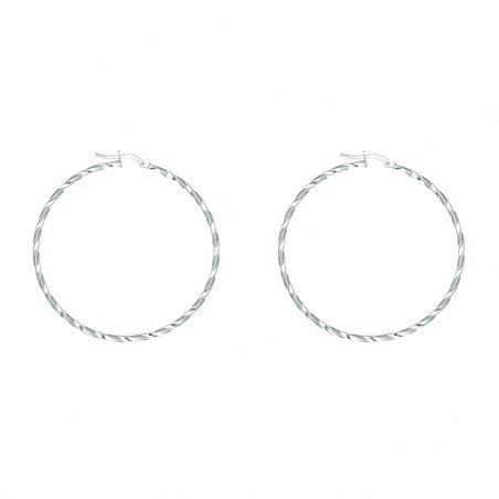 Argollas rizadas 50 MM plata de ley