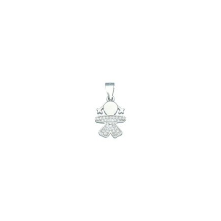 Colgante niña circonitas plata rodiada