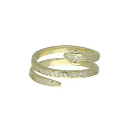 Anillo serpiente circonitas plata chapada oro