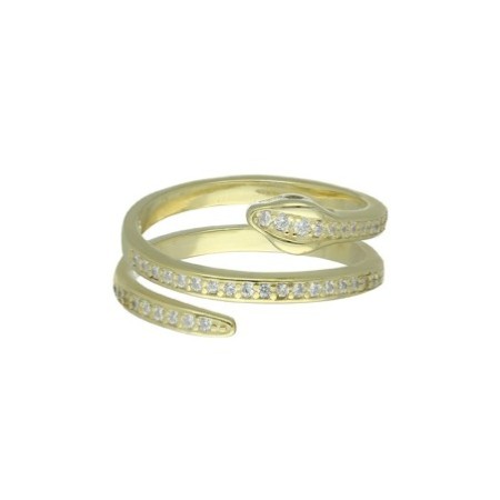 Anillo serpiente circonitas plata chapada oro