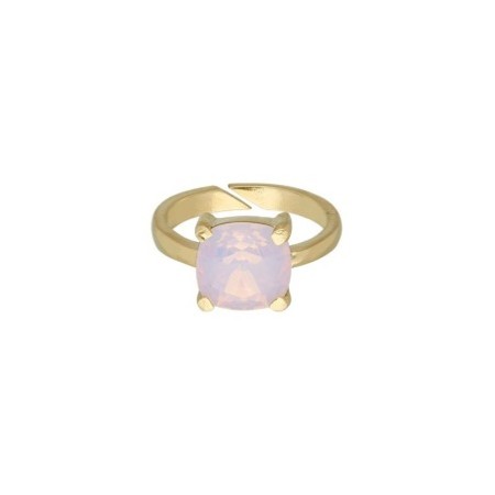 Anillo circonita rosa chapado en oro (1 micra)