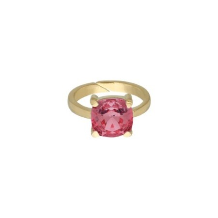 Anillo circonita rojo chapado oro (1 micra)