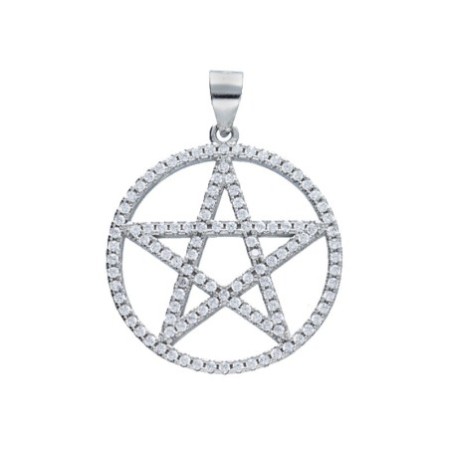 Colgante estrella David circonitas 23 MM plata rodiada