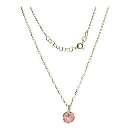 Gargantilla pink compass rose plata chapada oro