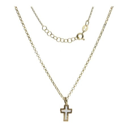 Gargantilla white cross plata chapada oro