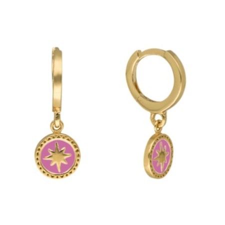 Argollas pink compas rose 8 MM plata chapada oro