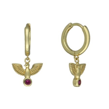 Argollas 8 MM águila circonita rosa plata chapada oro