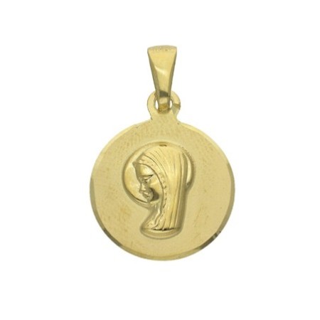 Medalla Virgen niña redonda 18 MM plata chapada oro