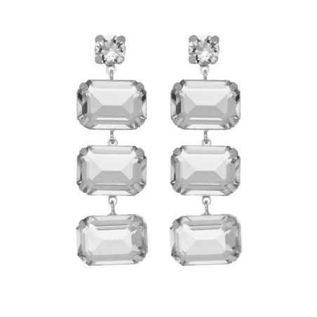 Pendientes crystal Helena plata rodiada Victoria Cruz