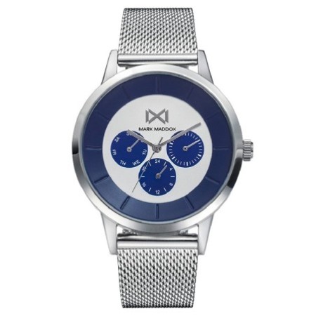 Reloj Mark Maddox hombre malla plateado y azul