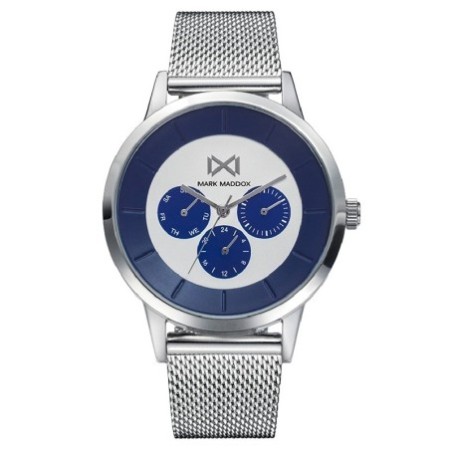 Reloj Mark Maddox hombre malla plateado y azul