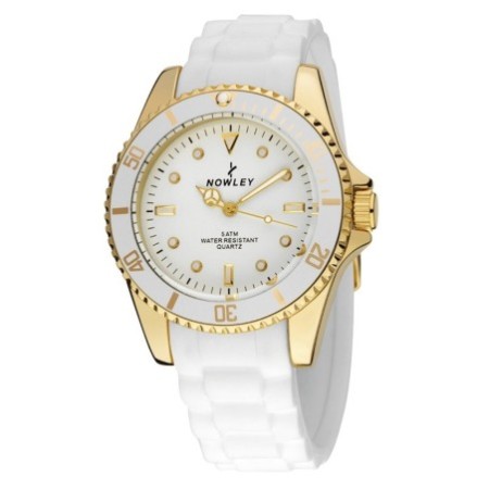 Reloj Nowley Analógico blanco y dorado mujer