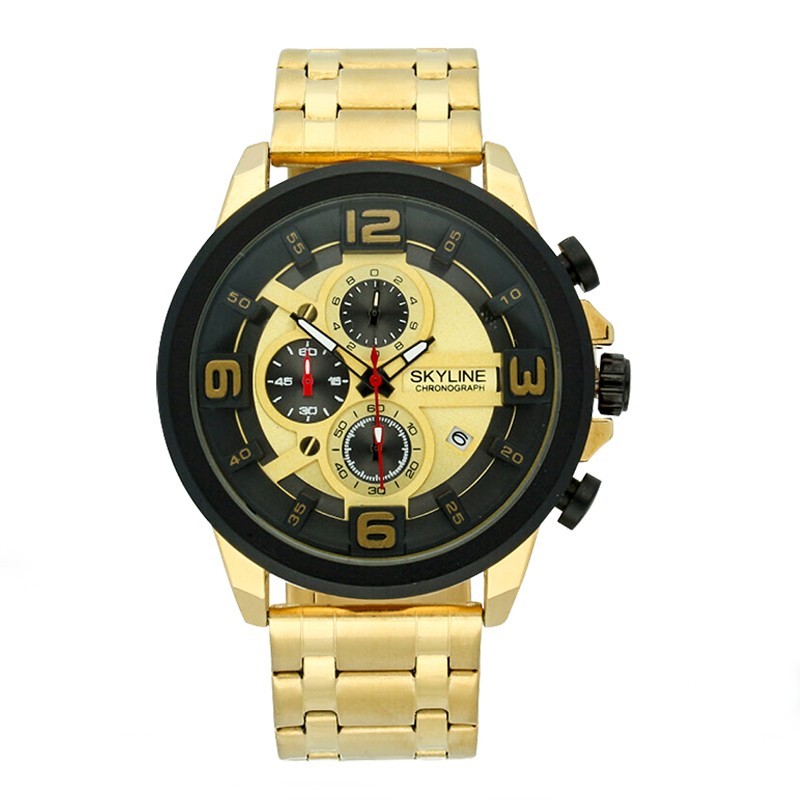 Reloj Skyline Analógico Dorado Esfera Bicolor Hombre