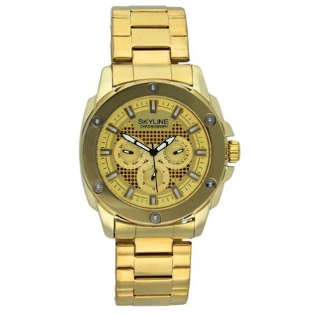 Reloj Skyline Analógico Dorado Esfera Amarilla Hombre