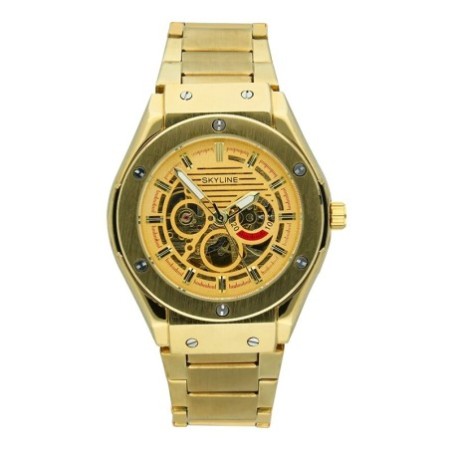 Reloj Skyline Analógico Dorado Esfera Amarilla Hombre