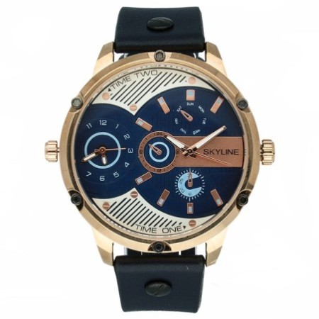 Reloj Skyline Analógico Piel Azul Marino Hombre