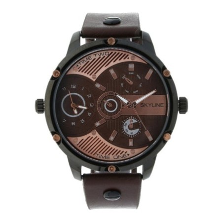 Reloj Skyline Analógico Piel Marron Hombre