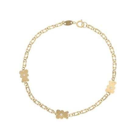 Pulsera comunión ositos circonitas Oro 18 K