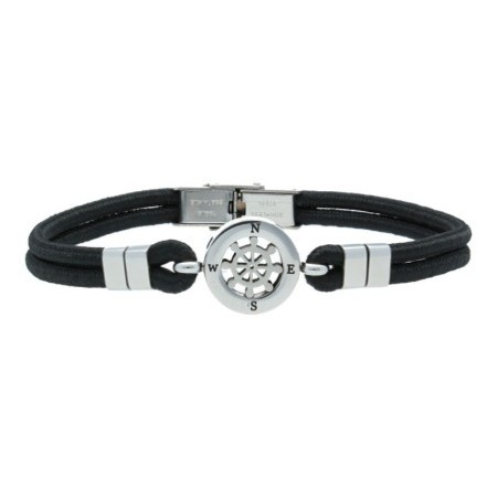 Pulsera acero timón negro Reina joyeros