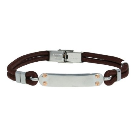 Pulsera acero marron chapa grabar Reina joyeros