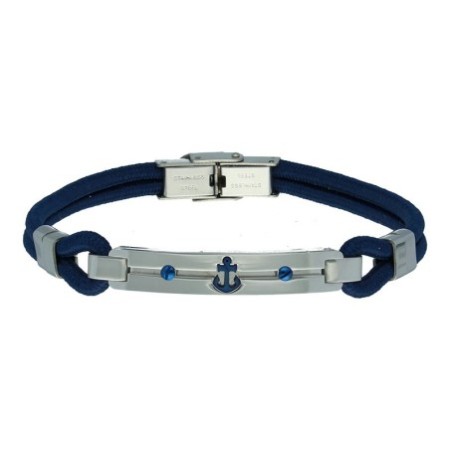 Pulsera acero azul chapa ancla