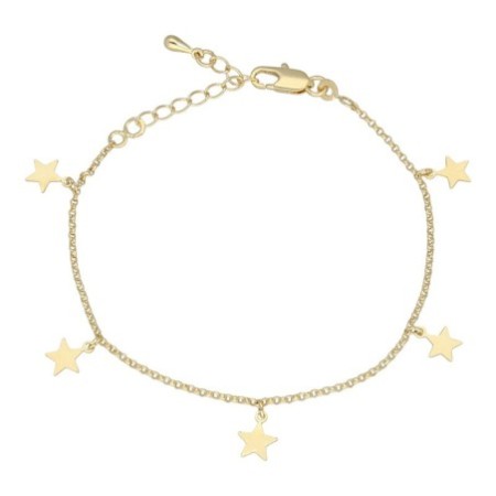 Pulsera cinco estrellas chapada en oro (1 micra)