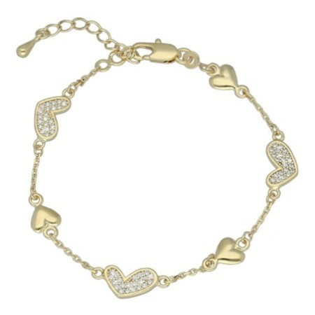 Pulsera corazones chapada en oro (1 micra)