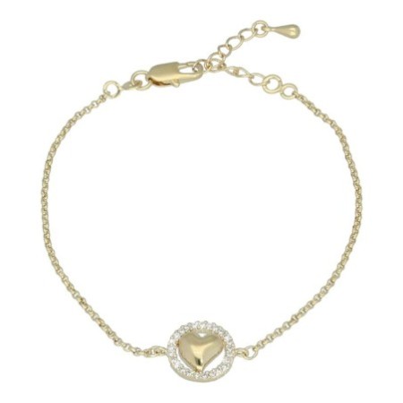 Pulsera corazón y circonitas chapada en oro (1 micra)