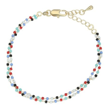 Pulsera bolitas colores chapada en oro (1 micra)