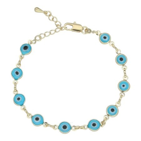 Pulsera diez ojos turcos chapada en oro (1 micra) Reina joyeros