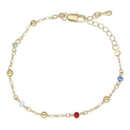 Pulsera bolitas colores chapada en oro (1 micra) Reina joyeros